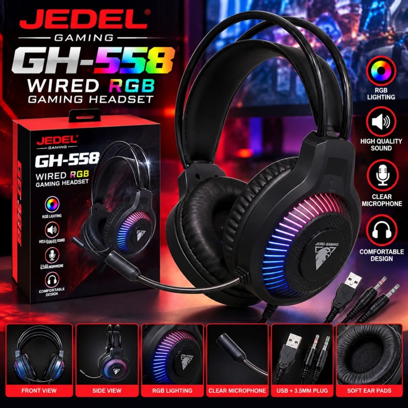 Jedel GH-558 Wired RGB Gaming Headset - Photo 2