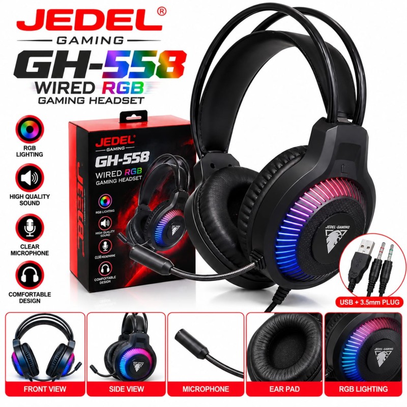 Jedel GH-558 Wired RGB Gaming Headset
