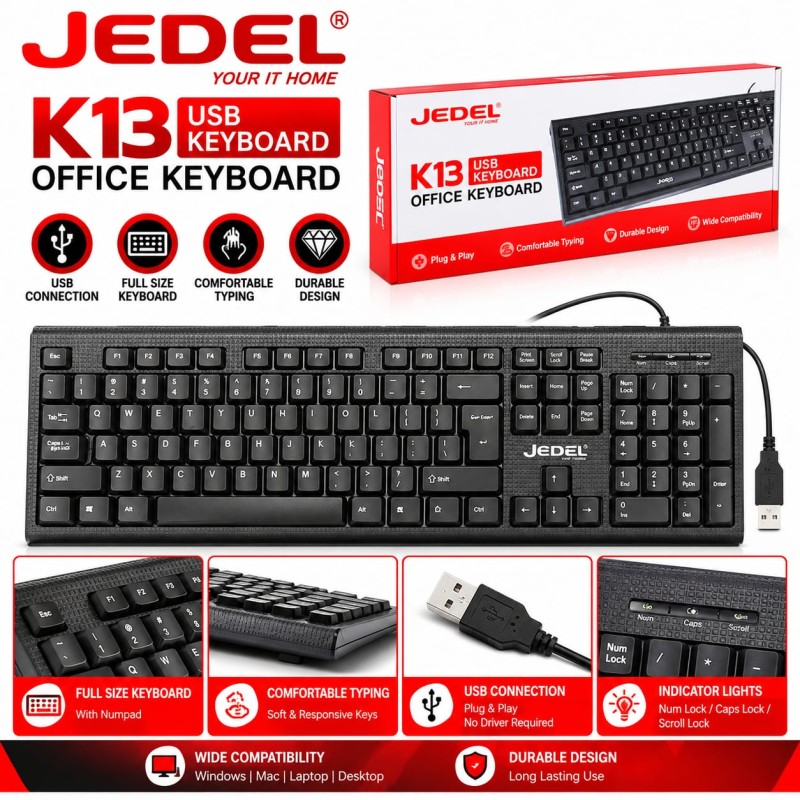 JEDEL K13 BRAND NEW OFFICE KAYBOARD - Photo 3